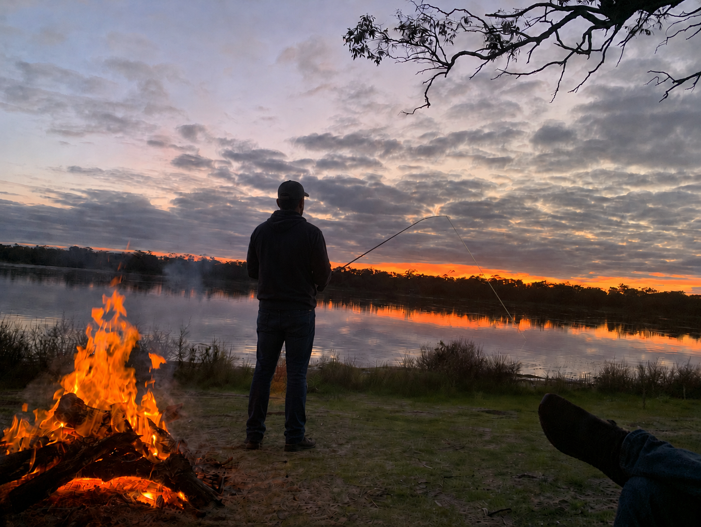 Man fishing at Green Lake