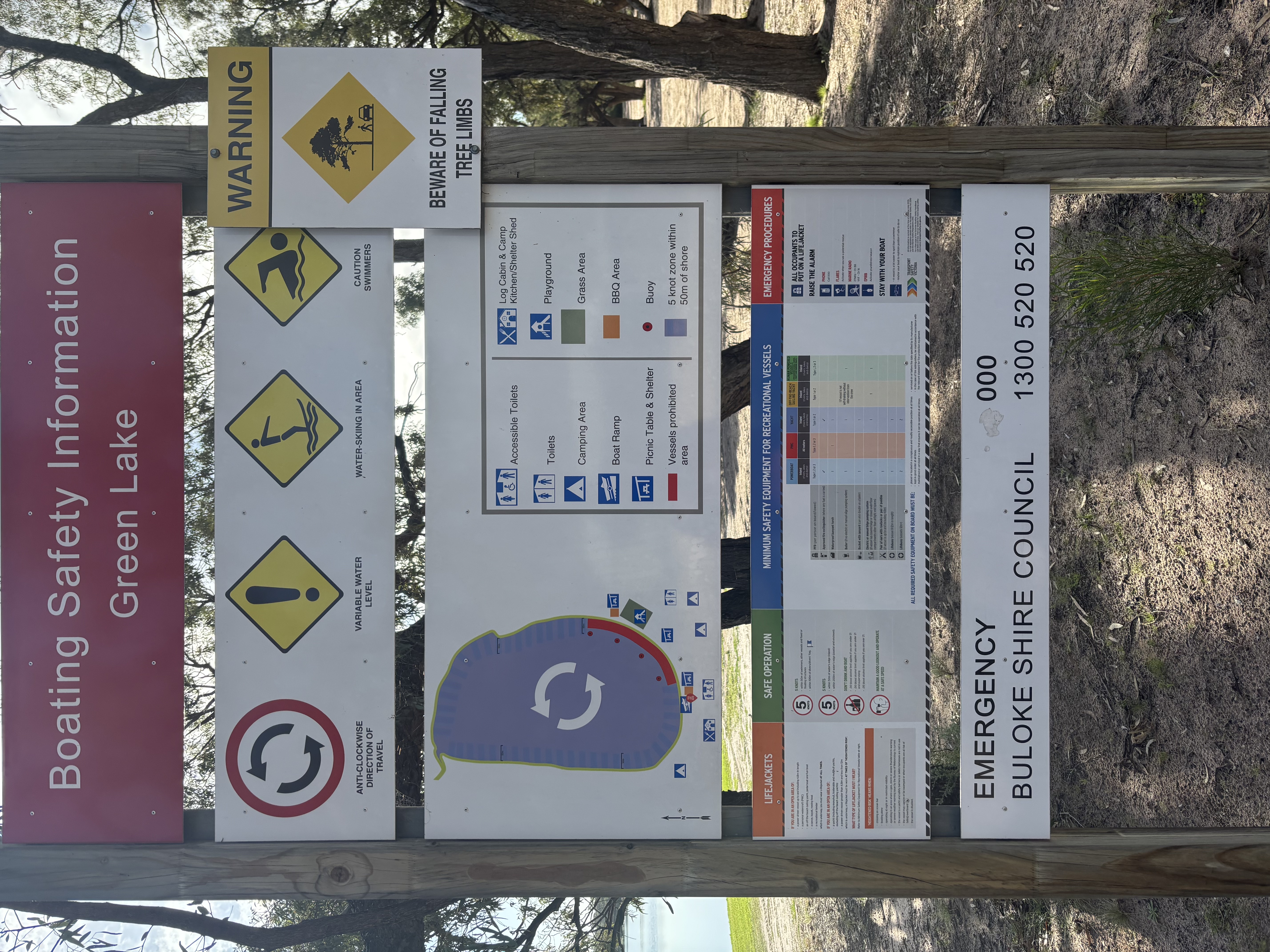 Green Lake boat rules information sign